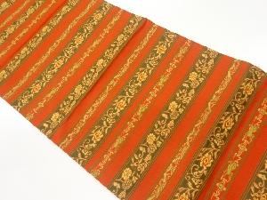 横段に花唐草模様織出し全通袋帯